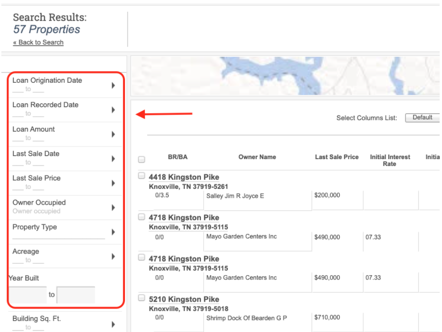 Prospecting Commercial OwnerOccupied Properties Financial Suite Help